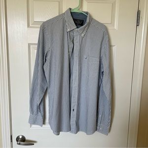 Mens vintage Nautica button down shirt blue stripes Large